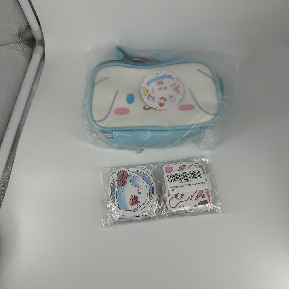 Cute Blue and White Cinnamon Roll Case and Stickers